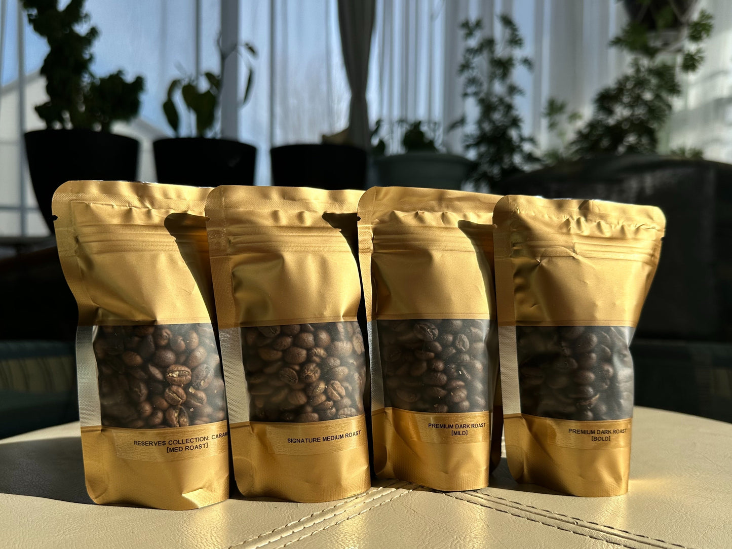 Nicarao Sabor Set - all original roasts. The full gamut of Nicarao Café flavors! Shown in whole bean. 